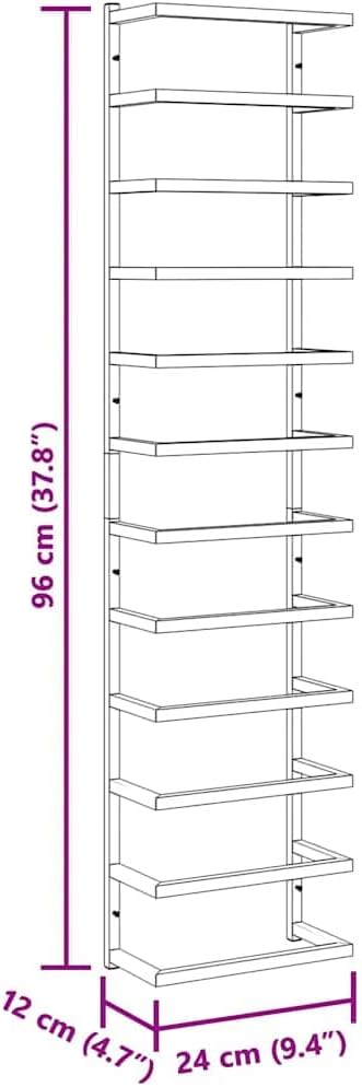 vidaXL Wall-Mounted Steel Towel Rack - Sturdy and Stable Towel Holder with Sleek Black Finish - Requires Assembly - Size: 9.4"x4.7"x37.8"