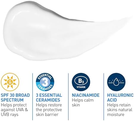 CeraVe Facial Moisturizer with SPF 30. Face Sunscreen Lotion with Hyaluronic Acid, Niacinamide & Ceramides for Women & Men. Oil-free, normal to dry skin. Verified Extended Use Date, Travel Size 89ML - View 6