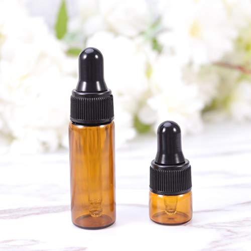 Lurrose – 24 unidades de mini frascos conta-gotas de vidro, frasco de âmbar vazio com conta-gotas pa