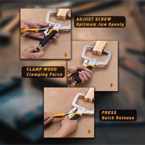 Metal Face Clamps for Woodworking - TOLESA 280mm28 cmPocket Hole Jig Clamp Heavy Duty C Clamp Welding Clamps with Swivel Pads Adjustable Vise Grip Clamp for Pocket Hole Joinery Cabinet Carpentry