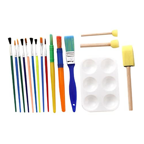 KALLORY 1 Juego De 16 Piezas cepillos para Cepillos de Madera los pintan Suministros de Pintura para Bricolaje Aprendizaje Arte artesanía Bandeja de Pigmento el plastico