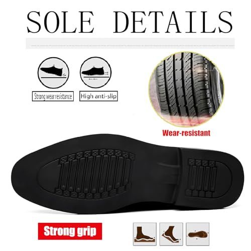 Men's Leather Chelsea Ankle Boots with Side Zipper Casual Comfortable Chunky Heel Dress Booties for Business Driving Office Walking Boots4