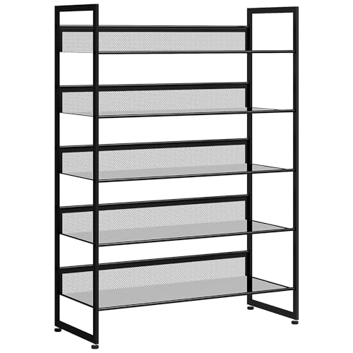HOMCOM Schuhregal mit 5 Ebenen, Schuhablage, Schuhständer für 15 Paar Schuhe, Platzsparend Schuhaufbewahrung, Schuh-Organizer für Eingang, Flur, Schwarz