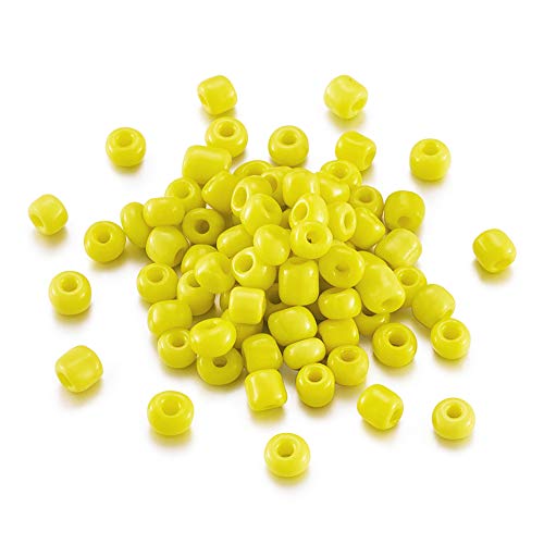 Cheriswelry Cuentas redondas de cristal amarillo de 4 mm, cuentas sueltas redondas de pony opacas para joyas, pulseras, manualidades, alrededor de 495 piezas Cover