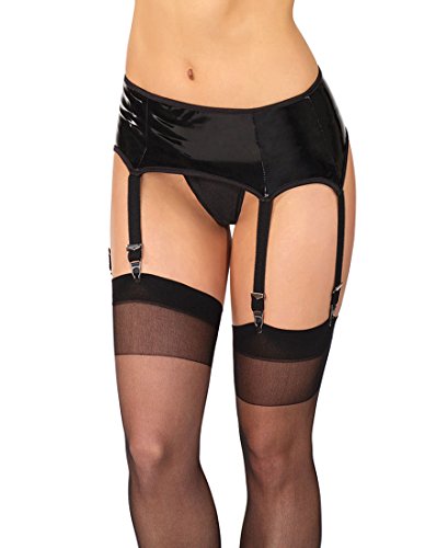 Coquette D9215 Women's Wet Look Garter Belt - Medium - Black Coquette D9215 Women's Wet Look Garter Belt - Medium - Black