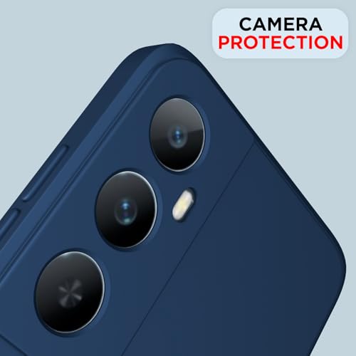 Image of Outlouders Back Cover for Realme C65 4G | Camera Protection | Durable Soft Matte Silicone Bumper Case (Blue)