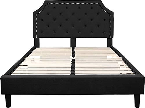 Flash Furniture Brighton Queen Size Tufted Upholstered Platform Bed in Black Fabric