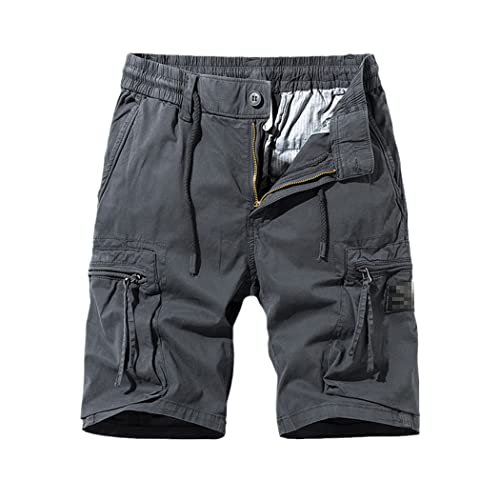 Short cargo en coton homme avec poches fonctionnelles style décontracté gris