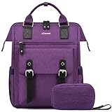LOVEVOOK Laptop Backpack for Women Teacher Doctor Nurse Bags Work Backpack Purse Business Computer Bag, College Daypack, Anti-theft Travel Backpack with USB Charging Port, Dark Purple