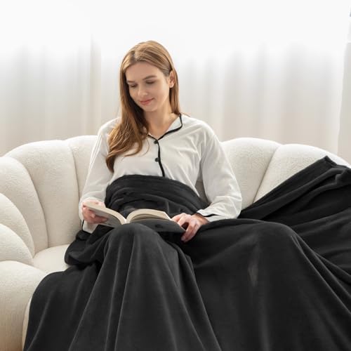 WAVVE Kuscheldecke Flauschig Decke Tagesdecke 150x200 - Sofadecke Schwarz – Ansicht 6