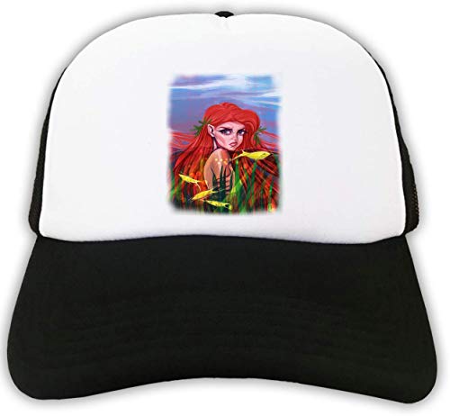 Gorra de camionero con diseño de cola de hadas de sirena, color negro