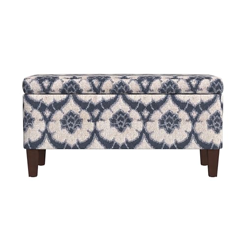 HomePop Large Decorative Storage Bench - Blue Medallion Print