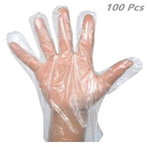 Disposable Gloves- 100 Pcs Plastic Food Safe Disposable Gloves，Food Handling，Transparent，One Size Fits Most，Latex Free And Comfortable To Wear