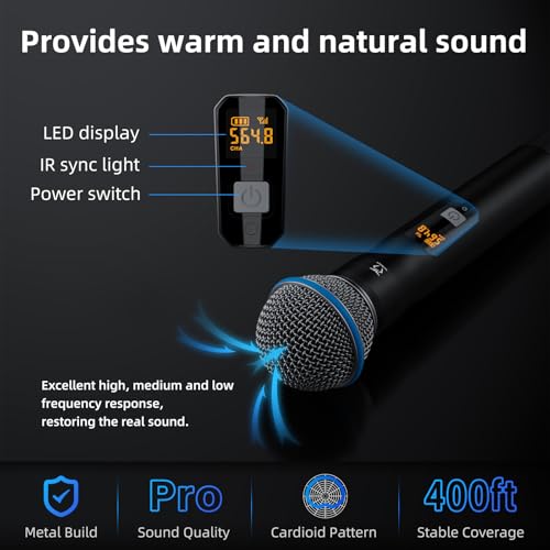 Image of 4-Channel Wireless Microphones System, 4 Metal Handheld Dynamic Mic Kit