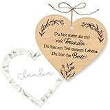 ZUKLA Holzkarte Herzform - Beste Freundin Geschenke - Holz Grußkarte für Geburtstag Weihnachten - Hölzerne Geschenkanhänger - Herzensmensch Geschenk Anhänger - Papierkarte enthalten