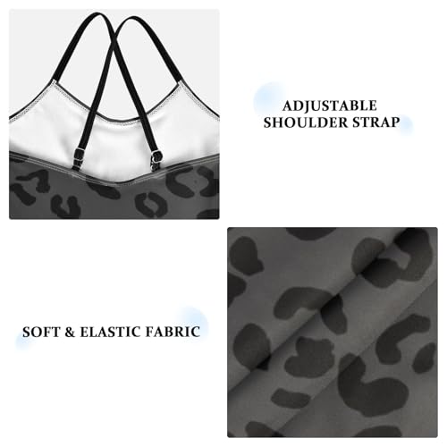 Black Leopard Dark Gray Girls One Piece Swimsuit Beach Swimwear 208618713