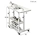 Overbed Table with Lockable Wheels, Height Adjustable 3-Tier C Shaped Bedside Table, Portable Rolling Sofa Side Table for Laptop, Coffee, and Meals, Ideal for Home & Hospital(White,60x40cm)