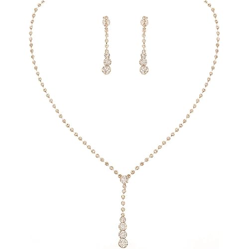 Unicra Bride Silver Bridal Necklace Earrings Set Crystal Wedding Jewelry Set Rhinestone Choker Necklace for Women and Brides