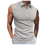 2023 1/4 Zip Up Tee Shirts Mens Classic Slim Fit Work Polo Shirts Summer Regular Sleeveless T-Shirts