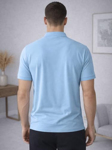 Image of Veirdo Men's Regular Fit Interlock Polo T-Shirt, Cotton Fabric, Half Sleeves,Stylish Collared Neck, Perfect for Casual and Office Wear, Soft, Comfortable (S-2XL)