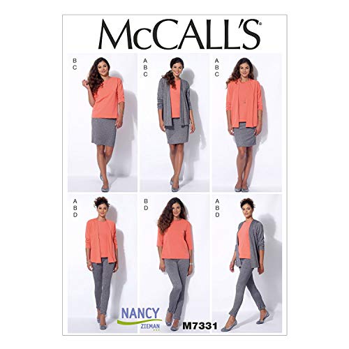 McCall's Patterns M7331 Misses' Jacket, T-Shirt, Pencil Skirt and Leggings, Size E5 (14-16-18-20-22)