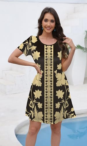 Image of COSSEN Women's Summer 2026 Casual Tshirt Dress Crew Neck Short Sleeve with Pockets Flowy Loose Swing A-Line Sundress