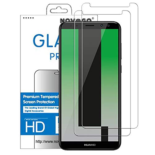 NOVAGO compatible Huawei Mate 10 Lite et Mate 10 Pro - Pack de 2 Films écran verre trempé résistant,transparent et solide (plus petit que l'écran)
