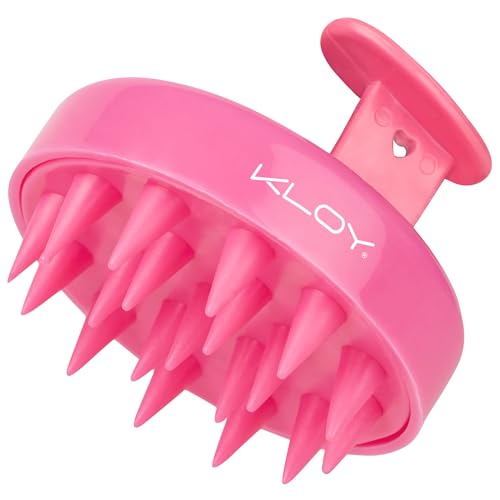 Image of KLOY Round Hair Scalp Manual Massager Shampoo Hair Brush, Super Soft Bristles for Exfoliating, Anti-Dandruff (Pink)