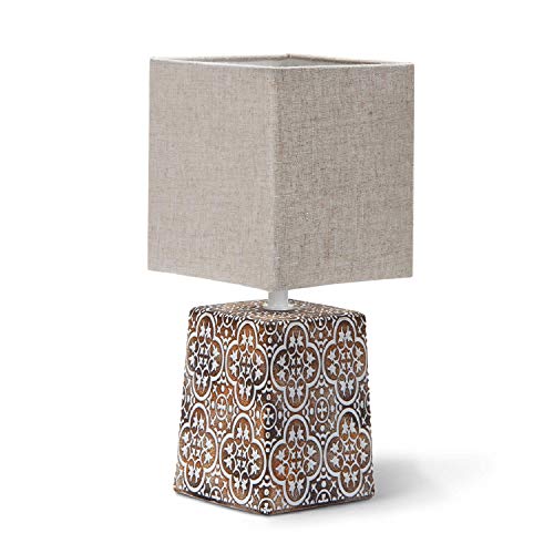 Chao Zan Lampada da Comodino, Moderna Vintage Lampada da Tavolo Base in Ceramica Paralume in Stoffa, Attacco E27, D30 * H52 cm, Design Vintage.(Senza Lampadine) (Rosso
