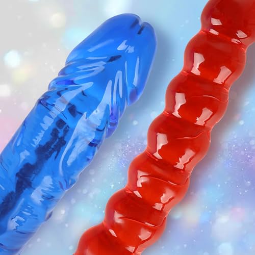 45cm Doppeldildo mit halb Rot und halb Blau - Realistischer Dildo für Frauen, Männer, Paare und Lesben Extrem flexibler und hochwertiger Anal-/G-Punkt-Stimulator Sexspielzeug