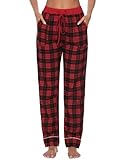 iClosam Damen Baumwolle Schlafanzughose Pyjamahose Nachtwäsche Hose Lang Sleep Hose Pants Kariert-M