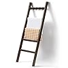 BLUEWEST Blanket Ladder, Wooden Decorative Wall Leaning Ladder, Bathroom Ladder Shelf for Throw Blanket Towel Quilt Rack Holder, Farmehouse Home Decor (Walnut, 1.6''D x 18.5''W x 49.5''H)