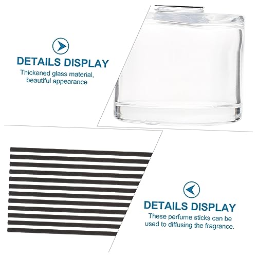 Botellas aromaterapia transparentes cuadradas con difusor negro miniatura 3