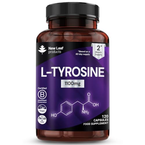 L-Tyrosine Supplement 1100mg - Free Form Amino Acid - 120 Vegan Capsules - Fermented High Strength L Tyrosine Supplement - No Artificial Preservatives