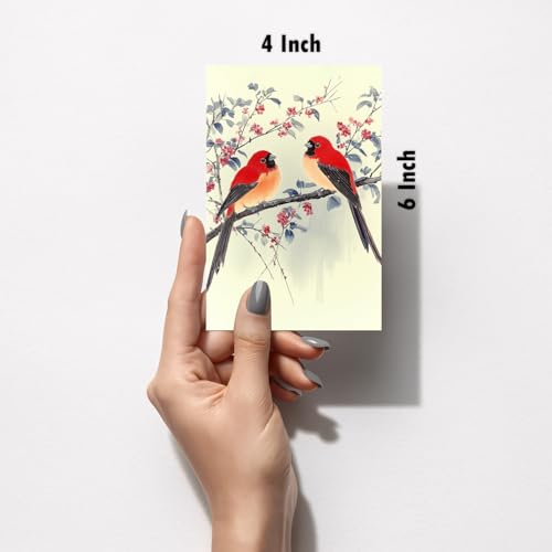 Image of SiddArtify Bird Wall Art Poster Print Set - Watercolor Bird and Blossom Prints for Living Room Bedroom Decor - Set of 2-4x6 Inch - Board (Pack of 6) - Sticker (Pack of 6)