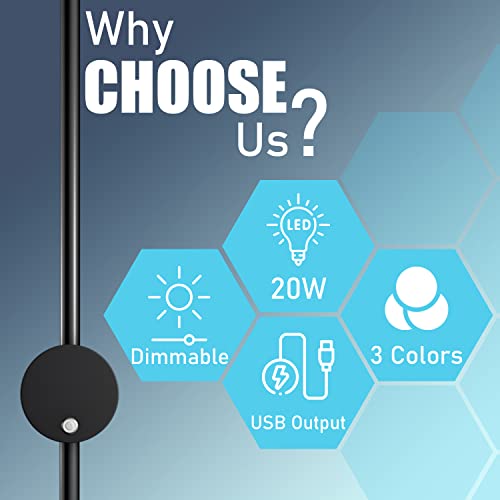 Adust Plug In Wall Sconces Wall Lamp For Bedroom, 17 Inch Minimalist Led Mordern Wall Lamp With Plug In Cord Set Of Two Bed Lights For Living Room Bedroom Dimmable Led 3000K, 4000K, 6000K(17 Inch) #TOP5