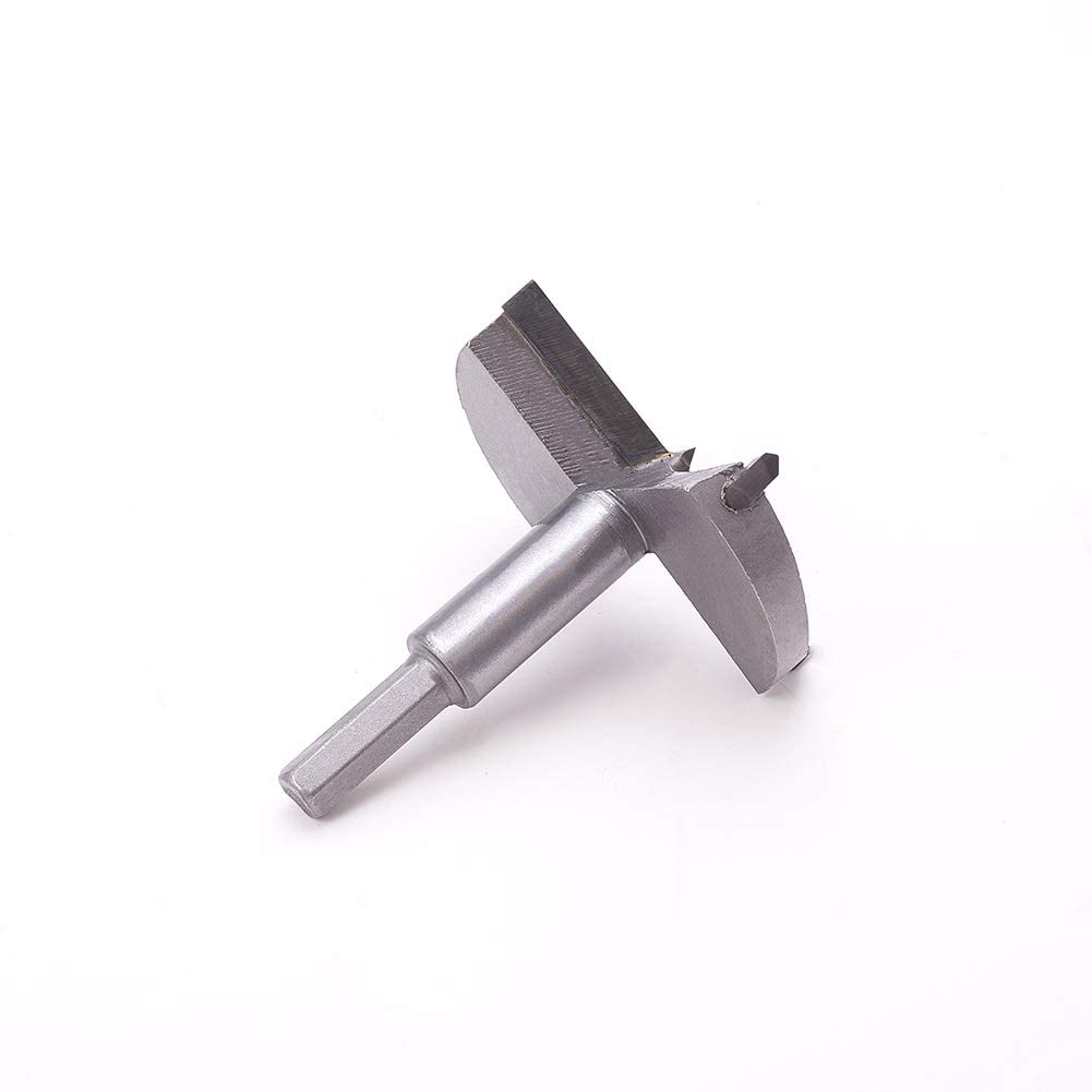 Wenheww 1Pc Forstner Drill Bits, 75mm/2.95" Carbide Wood Hole Saw Auger Opener, Woodworking Hole Saw Drilling Tool, 80mm Length 9mm Hex Handle Dia Cutter Tool for Wood Plastic Plywood, Gray