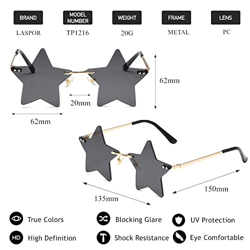 LASPOR Rimless Star shape Sunglasses for women/men Frameless Party glasses Super Cute Vintage Retro Pentagram Eyewears2
