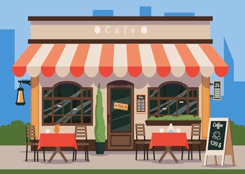 Arrière-plan de photographie de café de rue 3x2m pour portrait