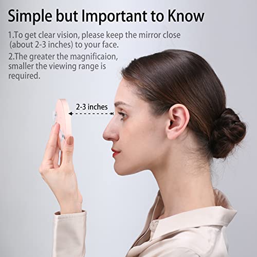 Funtopia Magnifying Mirror Suction Cup, 10X Mirror & 20X Magnifying Makeup Mirrors, Portable Travel Mirror And Tweezers Kit For Eyebrow Tweezing, Blackhead Blemish Removal (Pink, 3.5 Inch) #TOP4