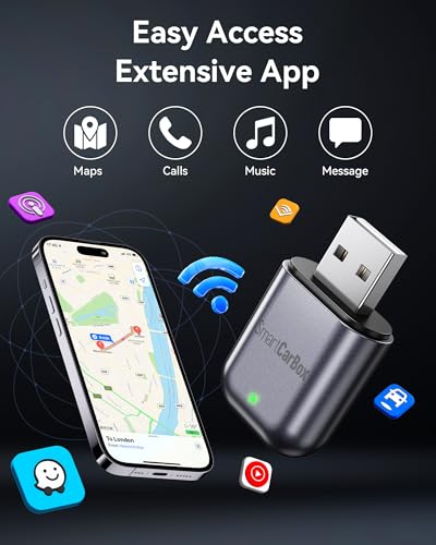 Image of Burnt Sugar Wireless Carplay Adapter for iPhone 2026 Upgraded, Ultra-Mini USB for Apple Car Play Convert Wired to Wireless, Stable Low-Lag GPS Plug & Play for iOS 10+ & Cars from 2016+ (Bluish Purple)