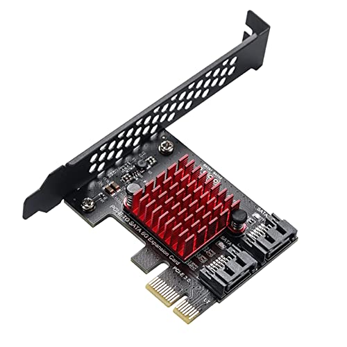 Pasuihcay PCIe to 2 Ports SATA 3 III 3.0 6 Gbps SSD Adapter PCI-E PCI Express X1 Controller Board Expansion Card Support X4 X6