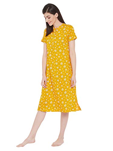 Image of Clovia Women's Rayon Floral Printed Midi Nighty