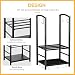 Outsunny Metal Firewood Log Holder 2 Layer Firewood Rack Indoor Outdoor Fireplace Wood Storage Shelf with 4 Tools and Hooks, Black, 40L x 30W x 74.5H cm