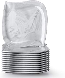 MALACASA, Series Elvira, Marble Grey Dinnerware Plate Porcelain Dinner Set with 12-Piece Dinner Plates(27.5*26.5*2.5cm), Service for 12