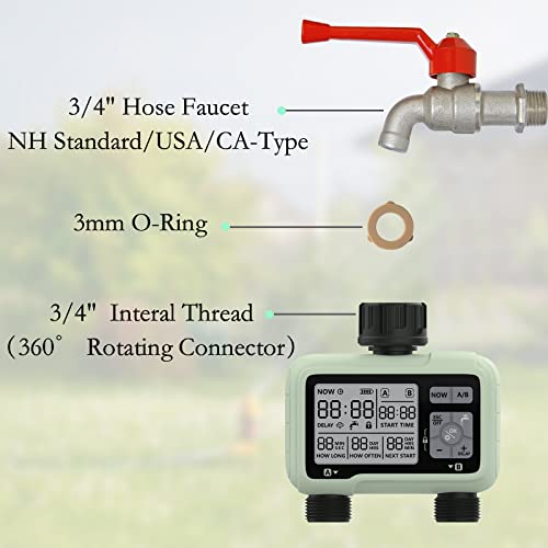 Programmateur robinet arrosage connecté IPX5 CROSOFMI avec sélecteur double zone de jardin