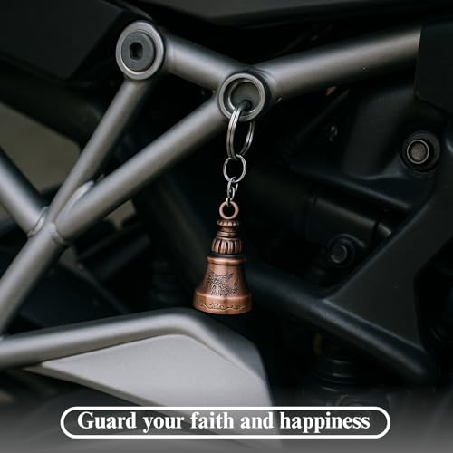 Image of FOSSE Guardian Bell KeyChain for Bike and Car | Tibetan Key Chain Good Luck Key Chain (copper) (1 Pc)