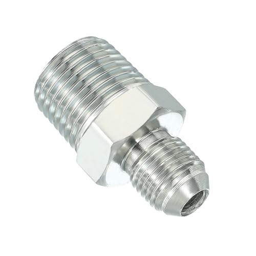 Image of PATIKIL Pipe Adapter Connector 9 /16 inch Male 74 Flare JIC x 1 /2 inch Male R Pipe Fitting Oil Feed Restrictor Fitting Hydraulic Connector for Oil Steam Water Pipelines System