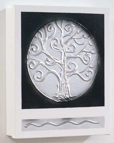 Cuadroexpres - Armario para Llaves con 15 Ganchos, Pintado a Mano, Decorativo, Árbol de la Vida, con Relieve, 26x31x6 cm,...