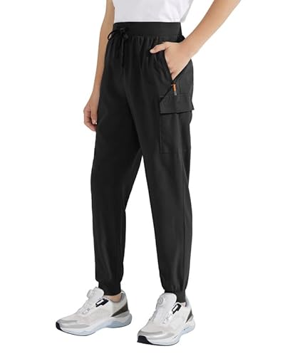 Dizoboee Boys Cargo Jogger Pants, Kids Hiking Pants Lightweight Quick Dry Joggers Active Pants, Black, S #TOP1